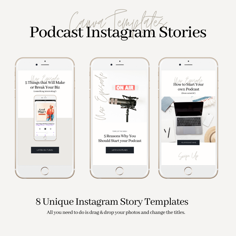 Podcast Story Templates for Canva | 8 Instagram Stories Collection - Steven  de Cuba